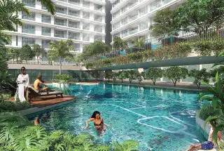 Swimming pool at Delta Palm Beach Seawoods luxury apartments